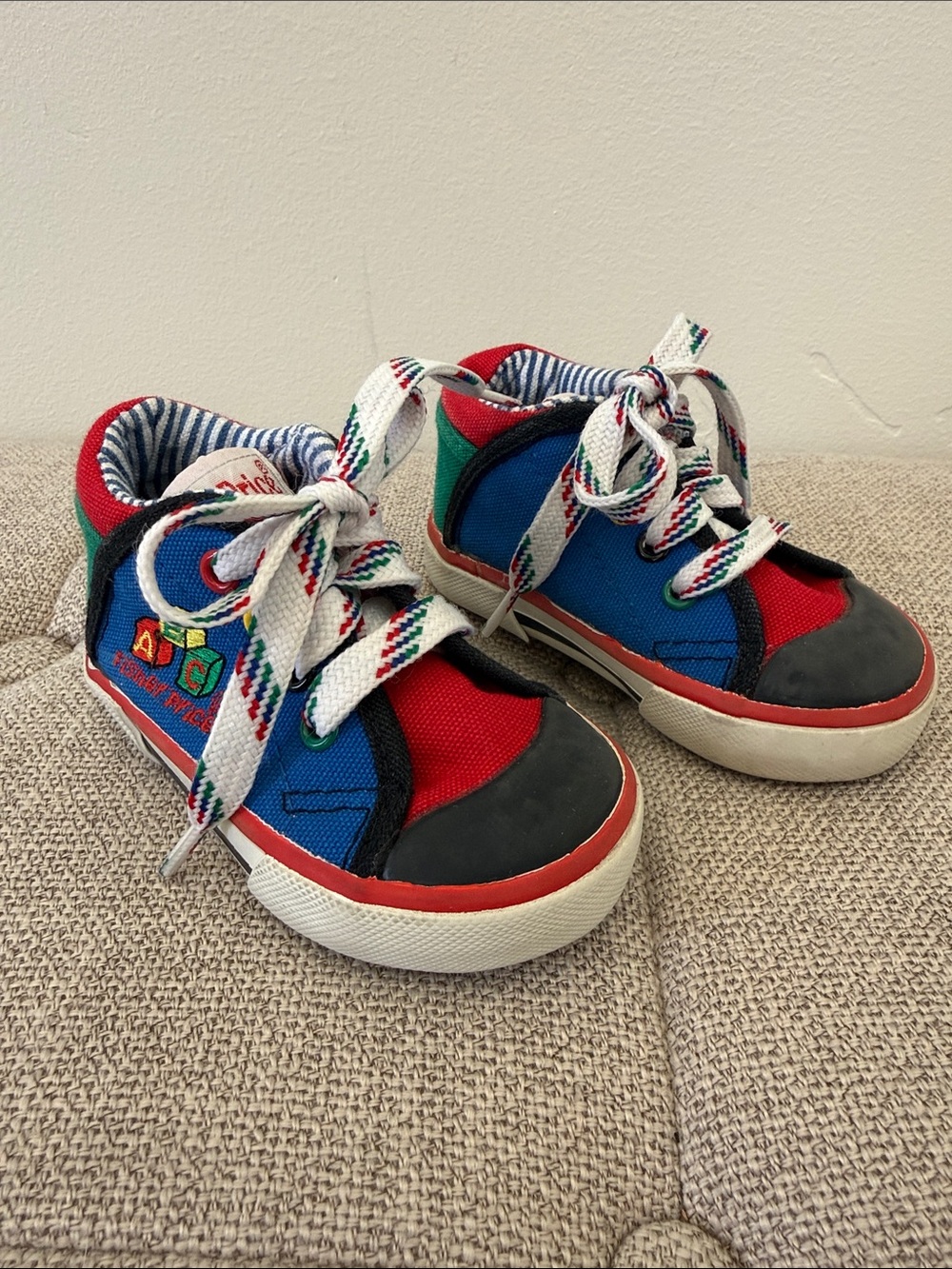Vintage 90s Fisher Price Footwear Primary Colorblock Sneakers Sz 3 Baby Toddler